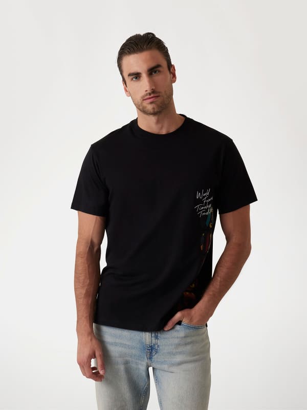 Majica GUESS Graphic Print Relaxed Fit Tee Črna | M5RI01KCHA1