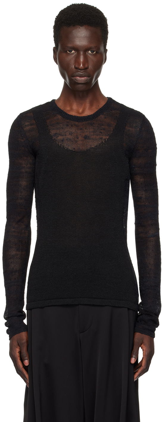 Pleteni pulover Ann Demeulemeester Ann Demeulemeester Marten Ghost Knit Sweater Črna | 2401-M-KN13-KN039-099