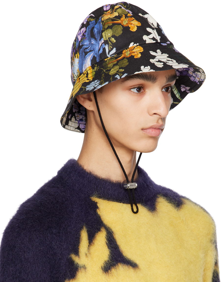 Klobuk Erdem Cedric Floral Print Bucket Hat Črna | MS23_1497MCGBL BUCKET HAT, 1