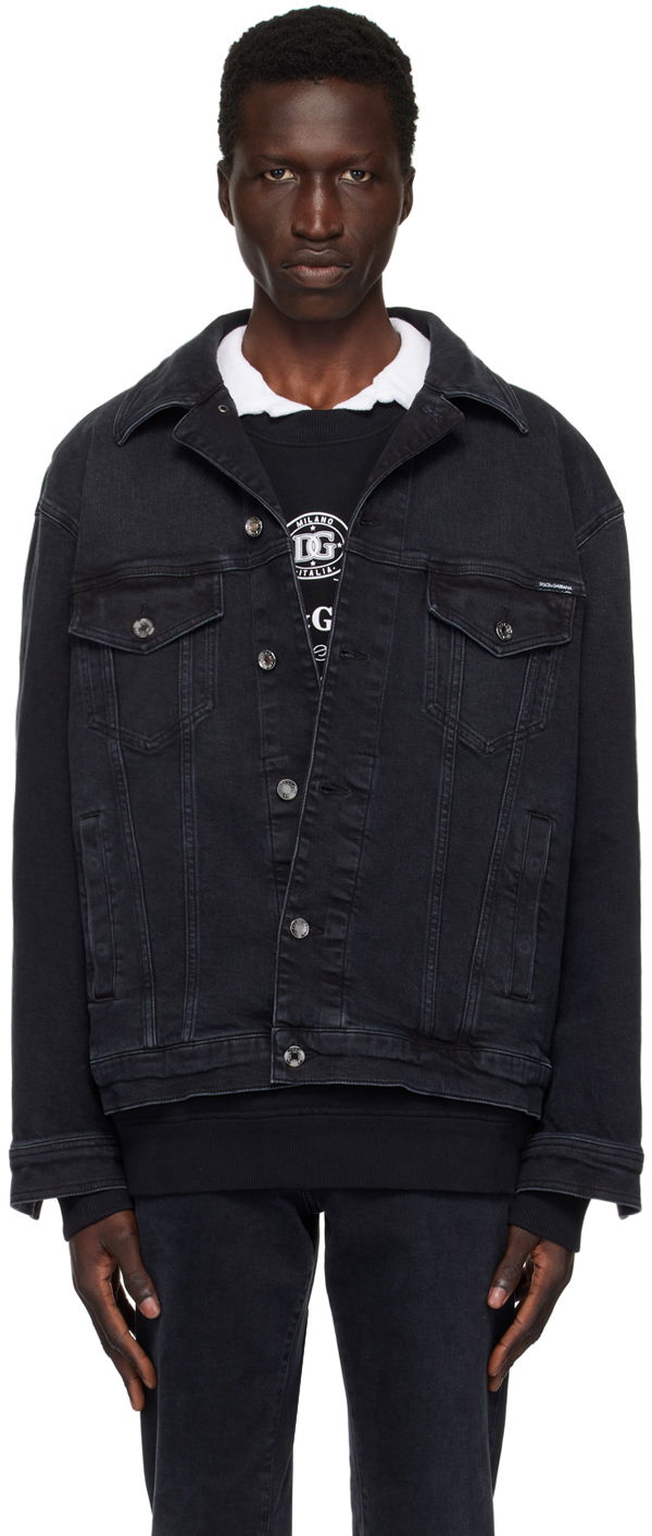 Jakna Dolce & Gabbana Faded Denim Jacket Črna | G9NL5DG8GW6