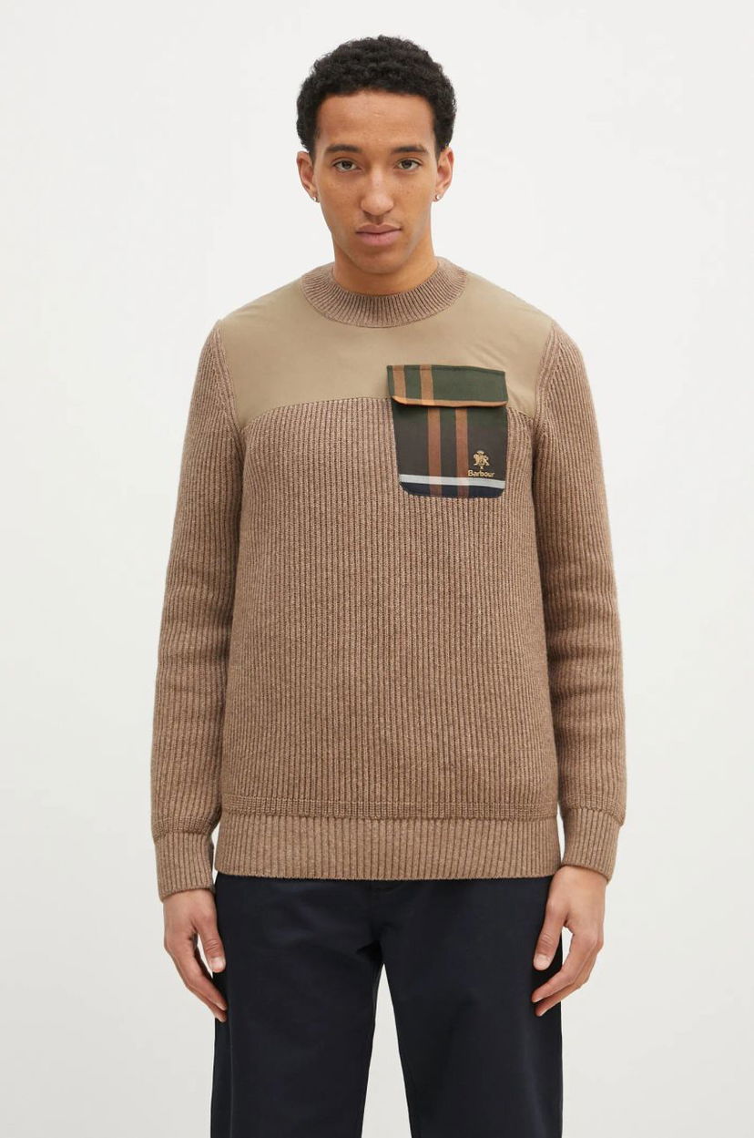 Pleteni pulover Baracuta Miller Knit Warm Wool Blend Sweater Rjava | BRMAG0191