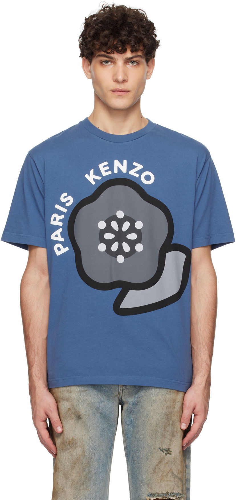 Majica KENZO Pop Flower Graphic T-Shirt Modra | FF55TS5304SG