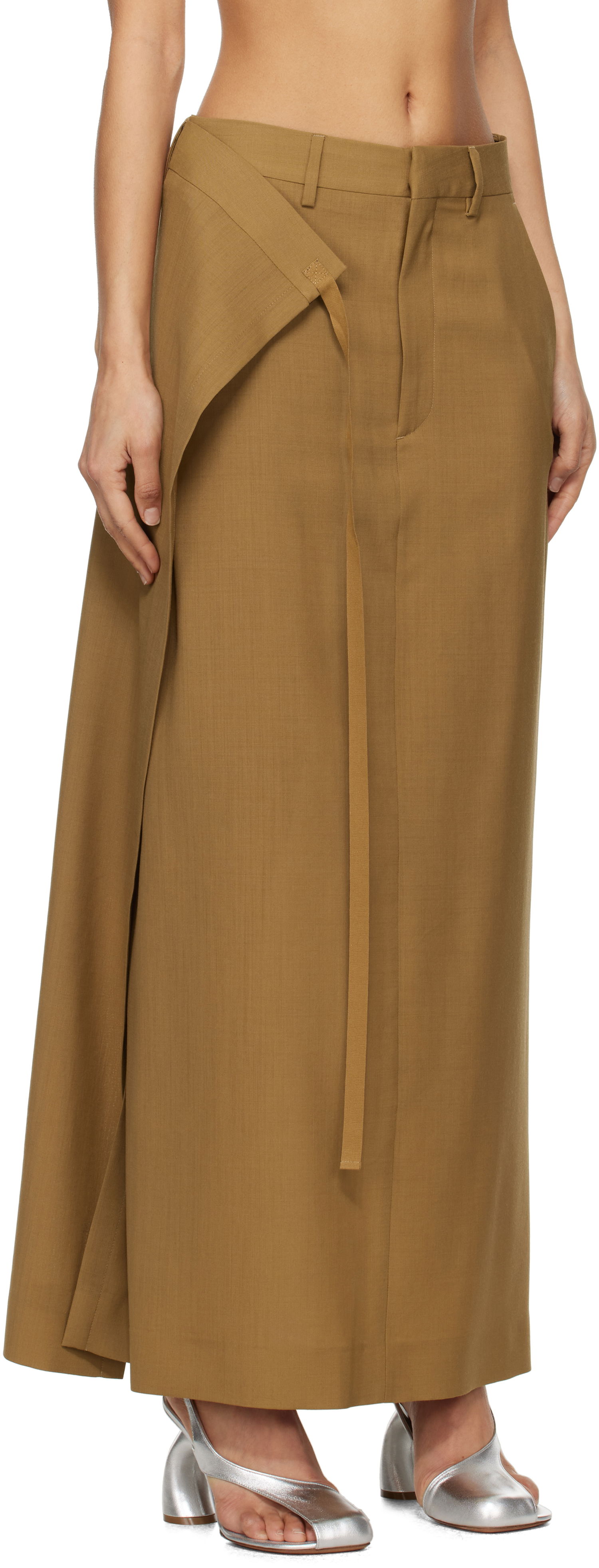 Krila Maison Margiela MM6 Maison Margiela Tie Maxi Skirt Rjava | S52MI0017 M35080, 1