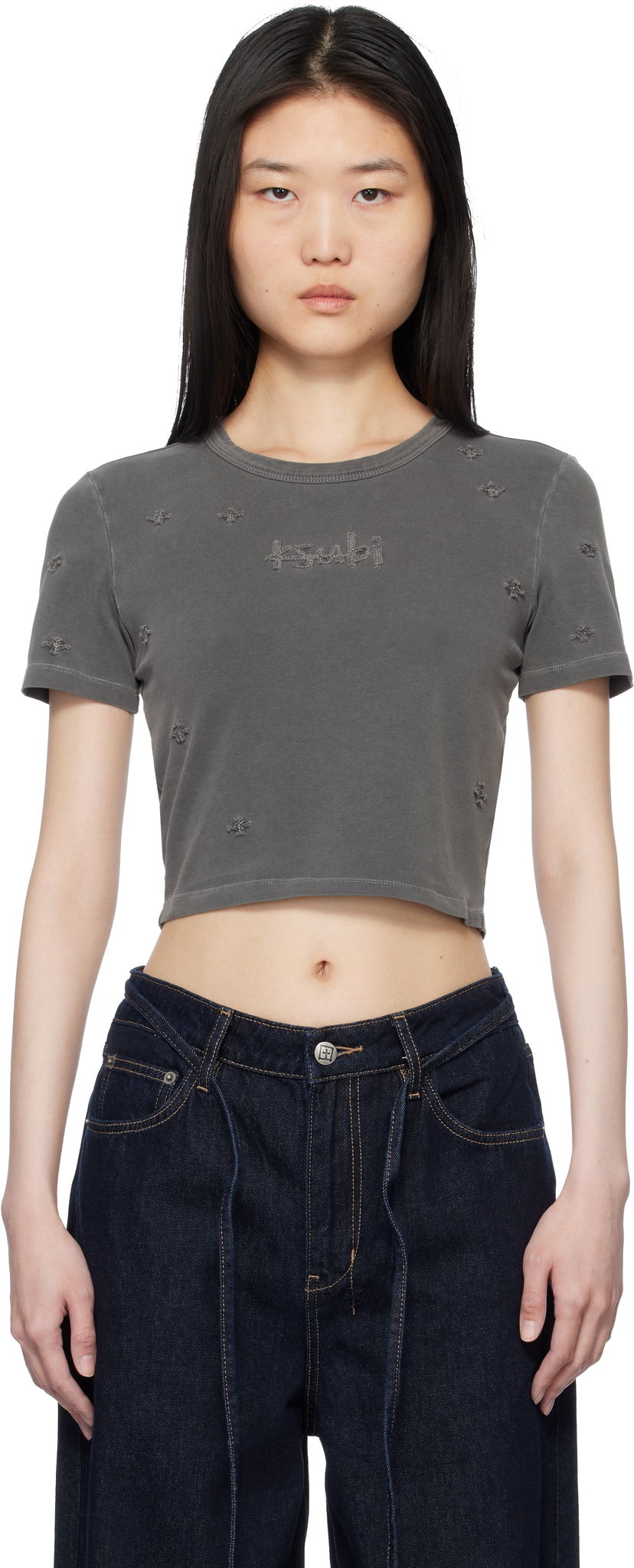Krop-top Ksubi Ksubi 1999 Plus Baby Crop T-Shirt Siva | WPS25TE015