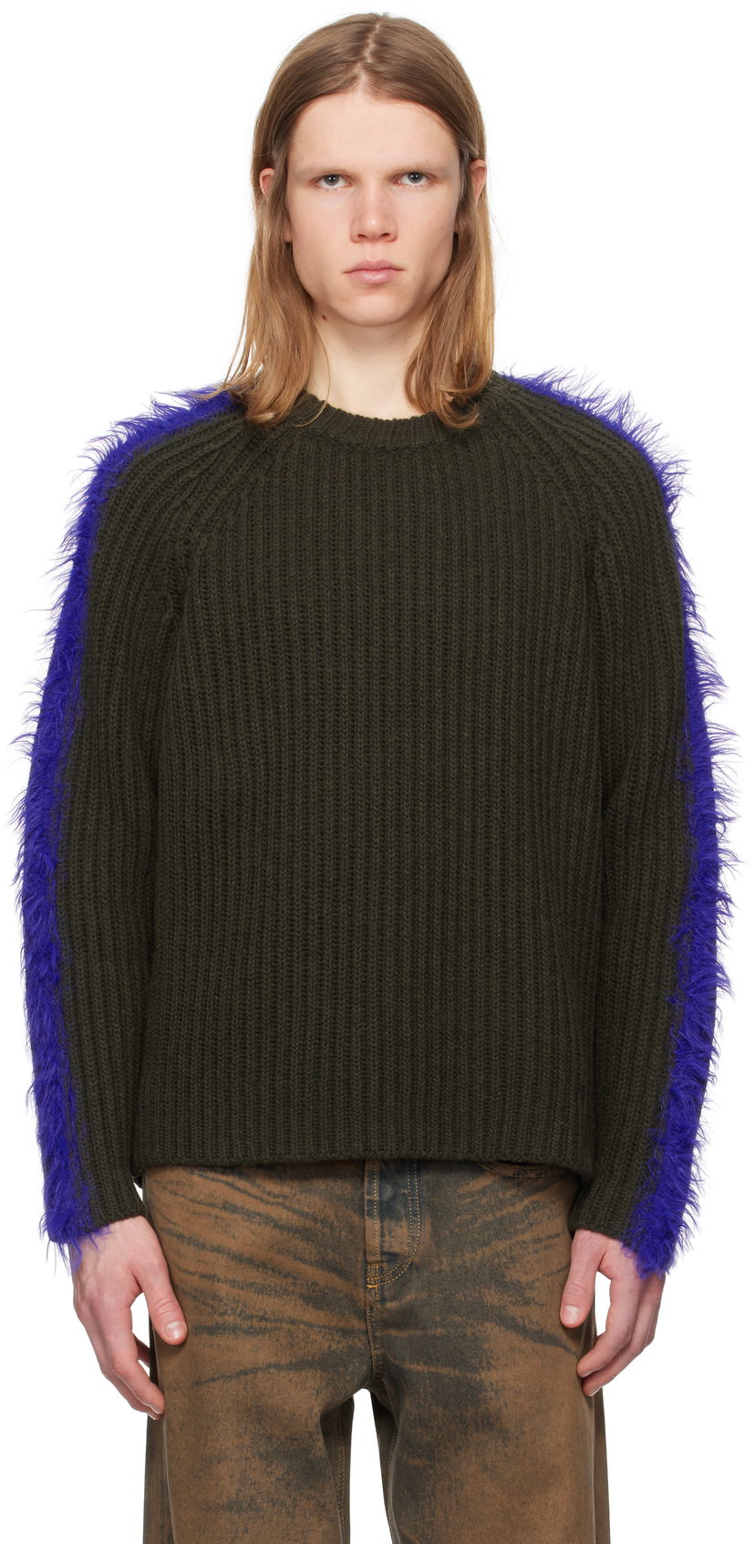 Pleteni pulover Diesel K-Tricky Ribbed Knit Sweater Zelena | A16580-0TKAT-5AF