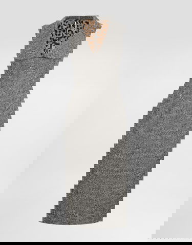 Obleke Dolce & Gabbana Dolce & Gabbana Dotted Wool Blend Midi Dress Siva | F6TVWTFMZATS8030, 0