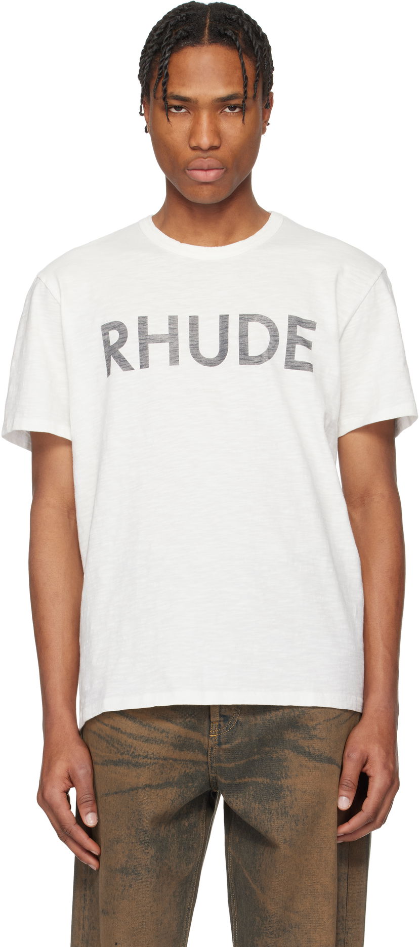 Majica Rhude Rhude Logo Slub T-Shirt Bela | RHPS25TT24012