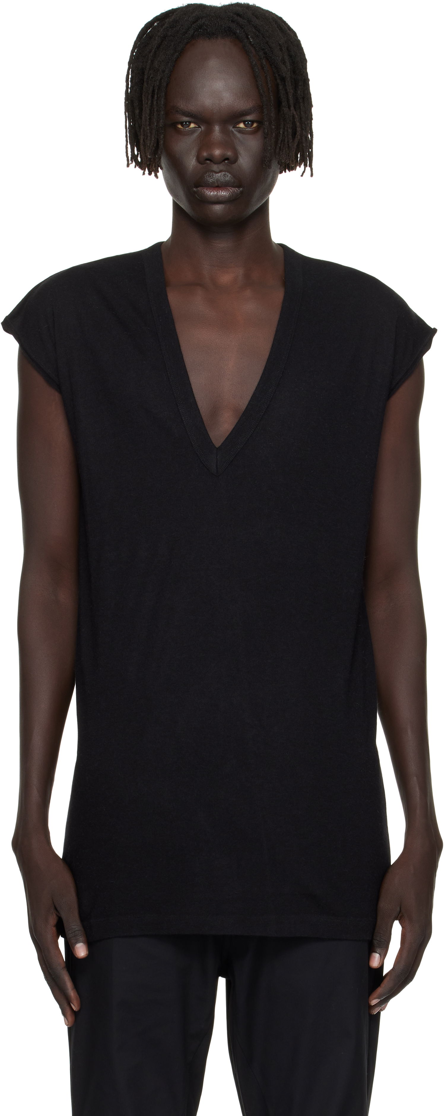Majica Rick Owens Rick Owens Concordians Deep V-Neck T-Shirt Črna | RU02E1230 JR, 0