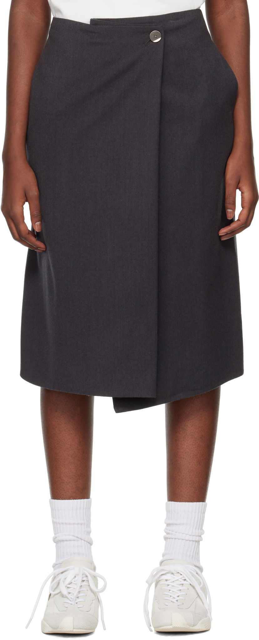 Krila ADER ERROR Asymmetric Midi Skirt Siva | BN01FWSK0202GR