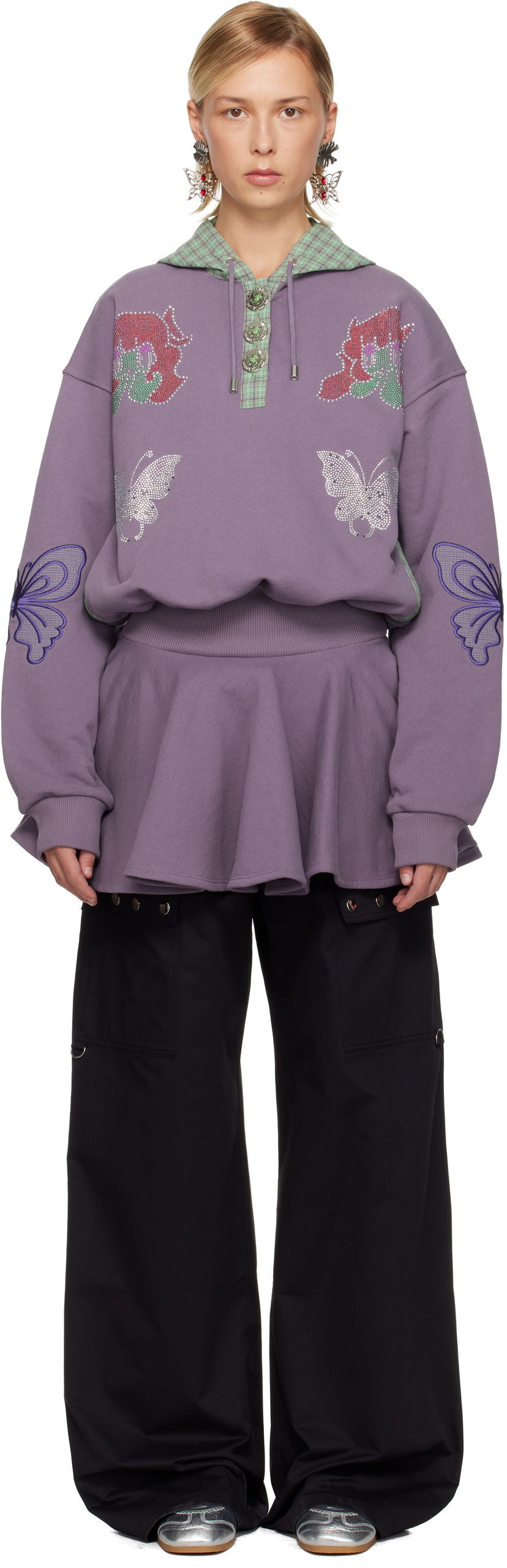 Obleke Chopova Lowena Chopova Lowena Quimby Embellished Flounced Hooded Dress Lila | 1346