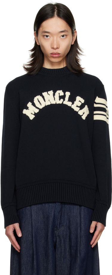 Pleteni pulover Moncler Crewneck Sweater with Logo Črna | K20919C00009M1367, 0