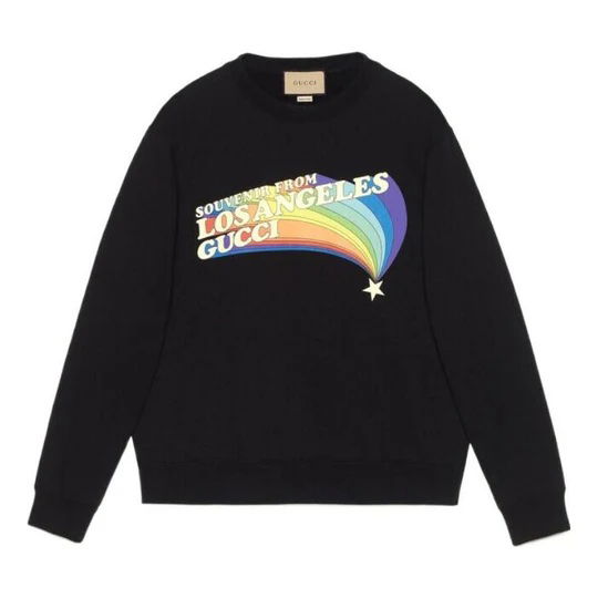 Pulover Gucci Souvenir From Los Angeles Sweatshirt Black Črna | 626990 XJEIN 1082