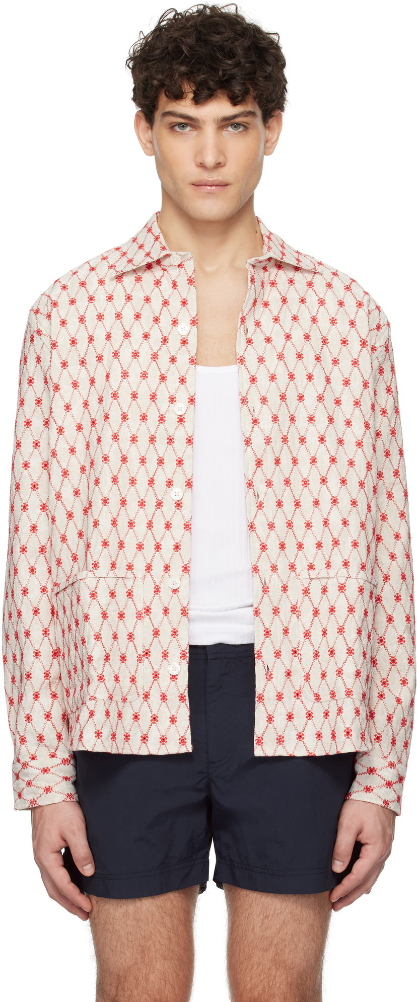 Srajce Orlebar Brown Orlebar Brown Barkley Embroidered Resort Shirt Bež | 280047