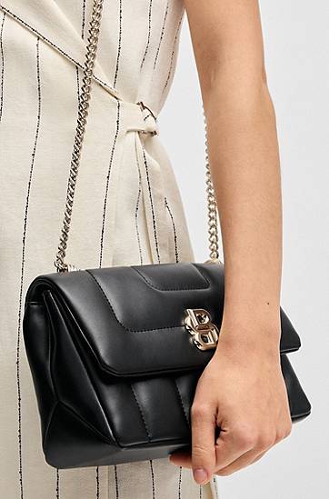 Torbica BOSS Quilted Shoulder Bag with Monogram Hardware Črna | 50523348, 1