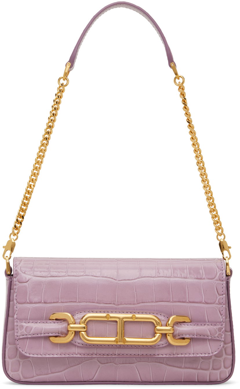 Torbica Tom Ford Crocodile Embossed Leather Mini Bag Lila | L1836-LCL395X