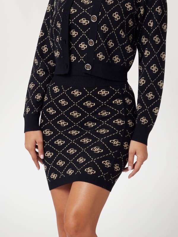 Krila GUESS Wool Blend Mini Skirt with Logo Pattern Črna | W4BD0SZ3JD2