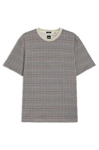 Mercerized Cotton T-Shirt with Grid Pattern