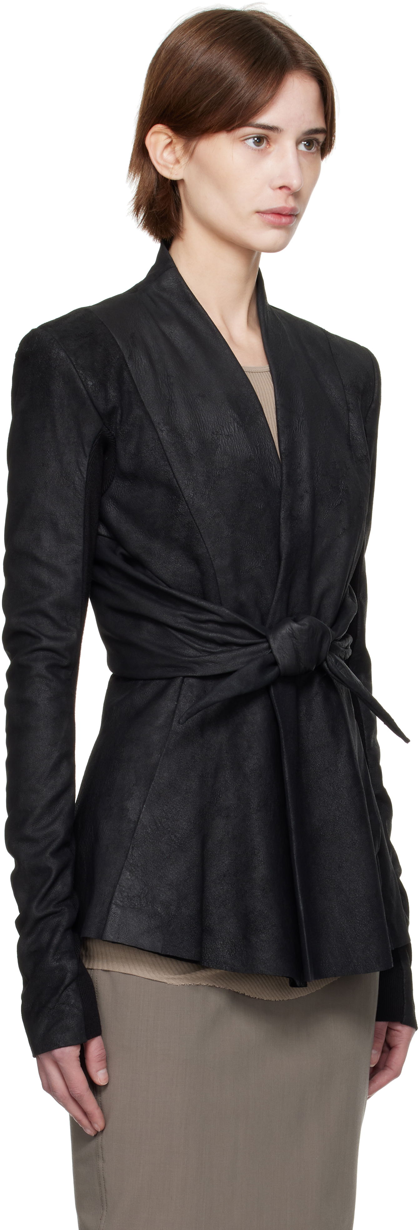 Jakna Rick Owens Rick Owens Hollywood LS Strutter Leather Jacket Črna | RP01E7700 LBA, 1