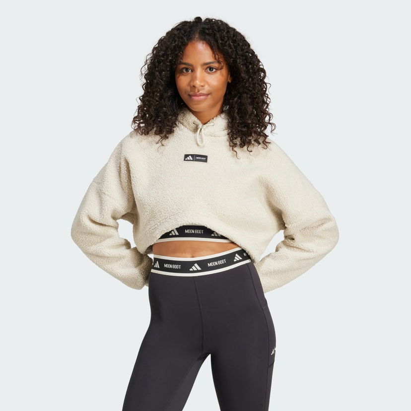 Pulover adidas Performance MOON BOOT Cropped Fleece Hoodie Bela | IY8050