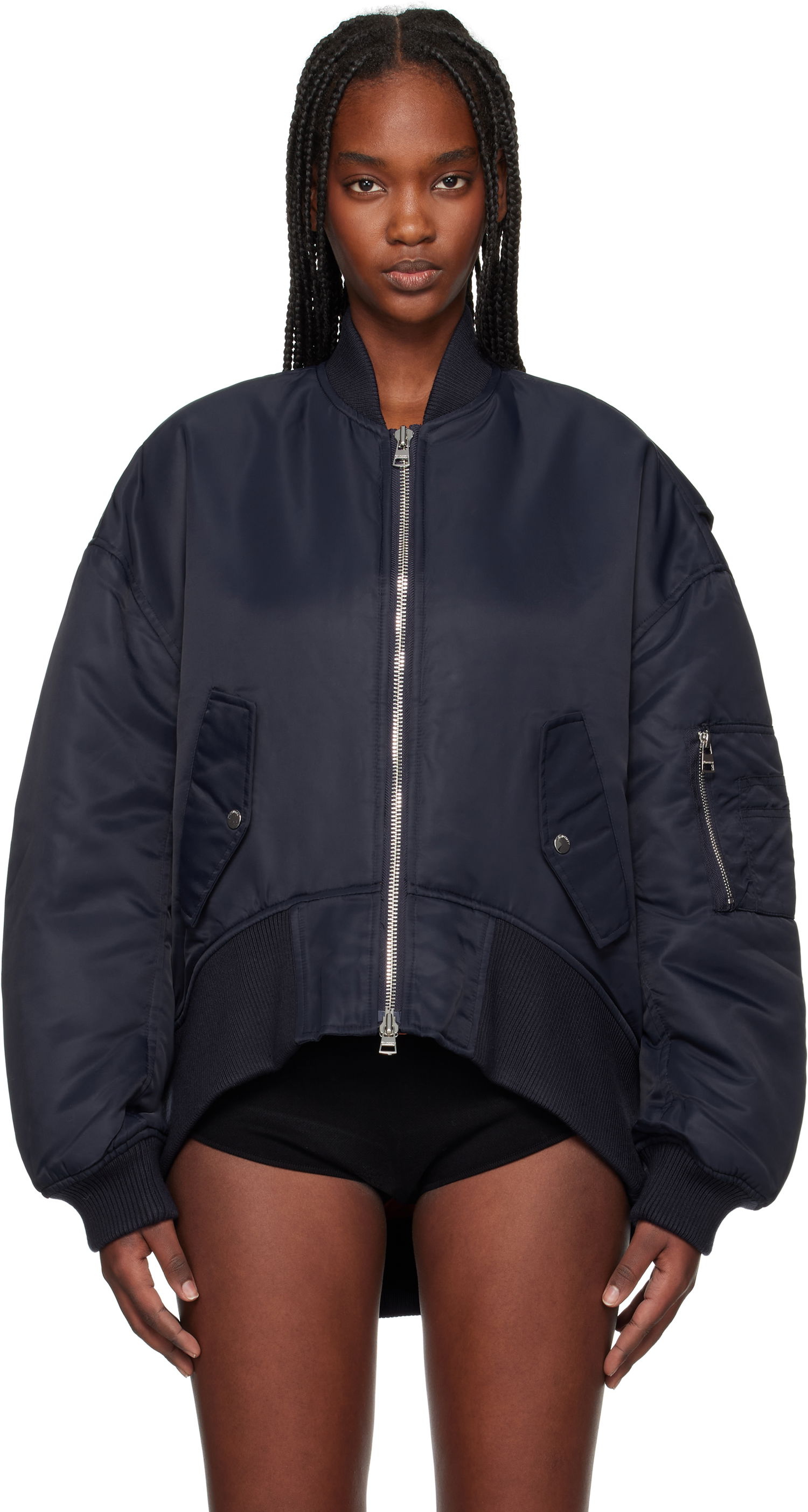 Bomber jakna JW Anderson JW Anderson Oversized Bomber Jacket with Curved Hem Mornarica | JK0381-PG1696, 0