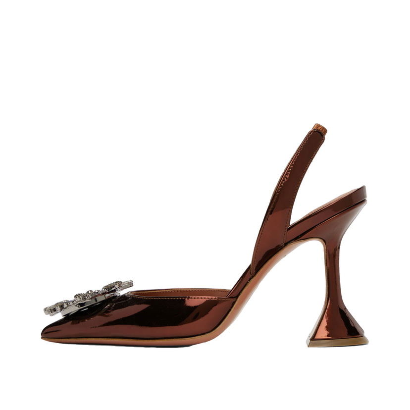 Superge in čevlji Amina Muaddi Sling 95 Metallic Leather Pumps Rjava | BEGUM SLING CL MIRROR