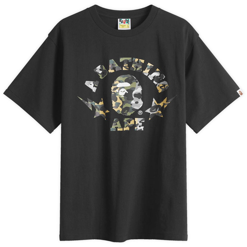 Majica BAPE Bathing Ape 1St Camo Crazy Sta College T-Shirt, Size Large Črna | 001TEL301016M-BLK