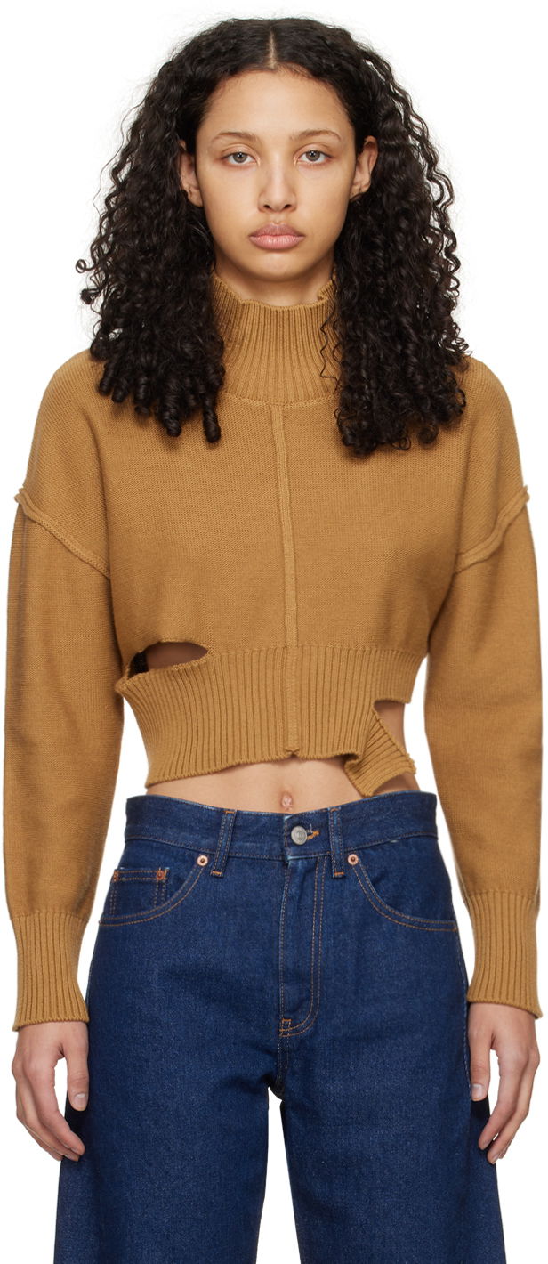 Pleteni pulover Maison Margiela MM6 Boxy Sweater Bež | S52HA0283 S18444