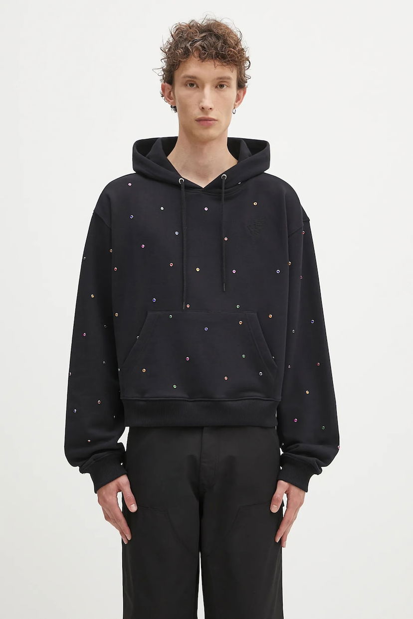 Pulover Sky High Farm Sky High Farm Studded Cropped Hoodie Črna | SHF07T041