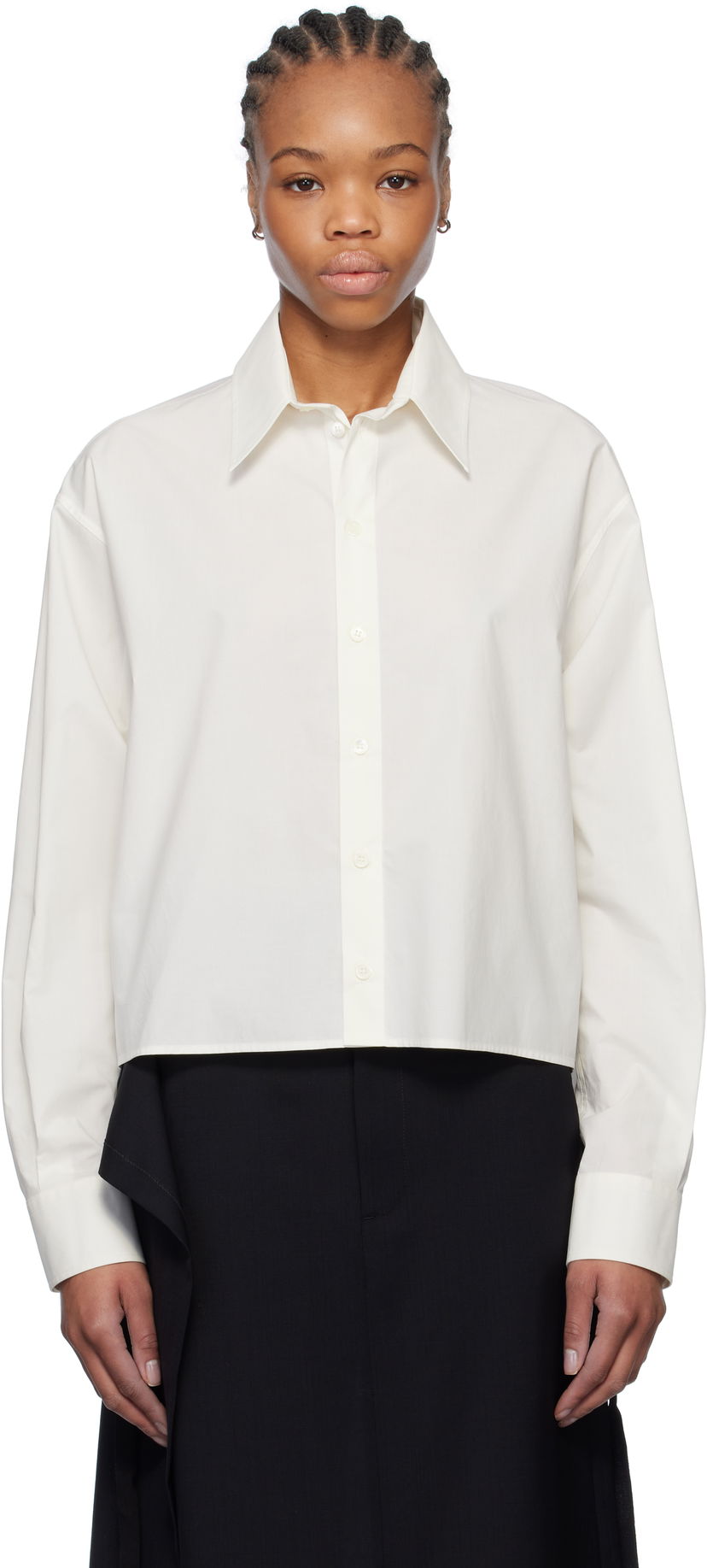 Srajce Maison Margiela MM6 Maison Margiela Spliced Cotton Poplin Cropped Shirt Bela | S52DT0042 M35256