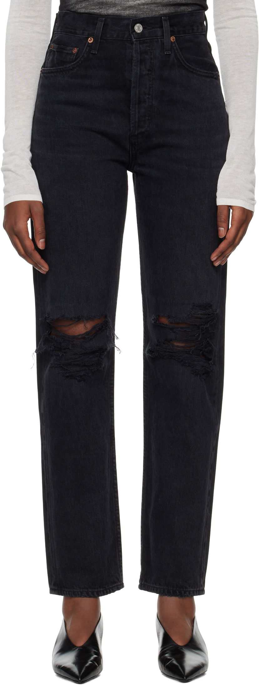 Kavbojke AGOLDE High Rise Straight Jeans Črna | A154E-1157