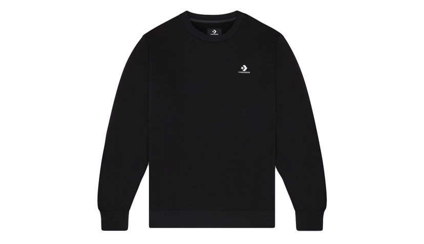 Pleteni pulover Converse Embroidered Star Chevron Fleece Crew Sweatshirt Črna | 10019924-A01