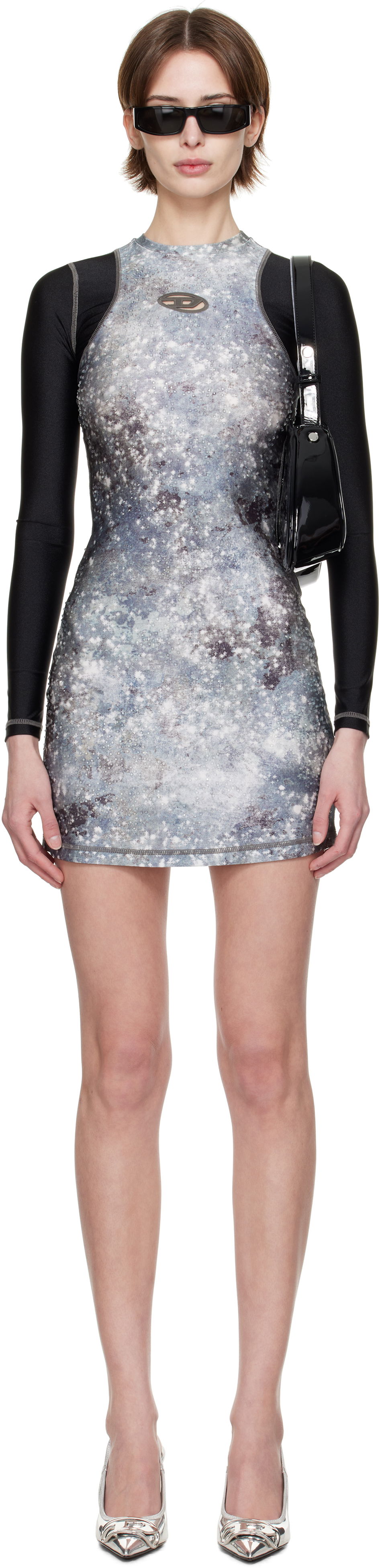 Obleke Diesel Diesel D-Vanne Galaxy Print Minidress Siva | A16092 0IKAI, 0