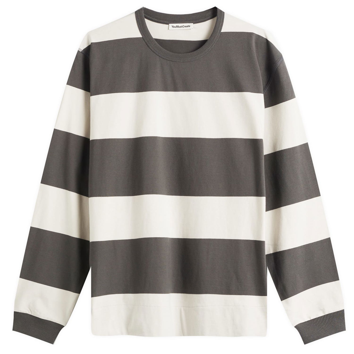 Pleteni pulover YMC YMC C86 Block Stripe Long Sleeve T-Shirt, Size Large Siva | P6YAN-92, 0