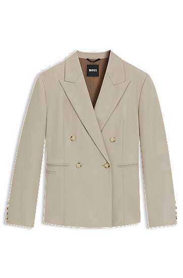 Jakna BOSS BOSS Virgin-Wool Twill Regular-Fit Blazer Bež | 50543280