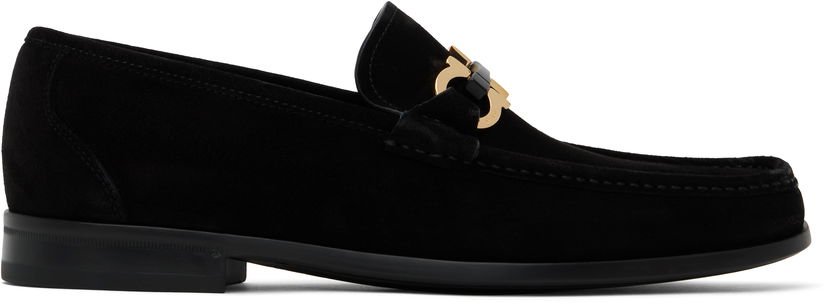 Superge in čevlji FERRAGAMO Salvatore Ferragamo Gancini Ornament Suede Loafers Črna | 778758