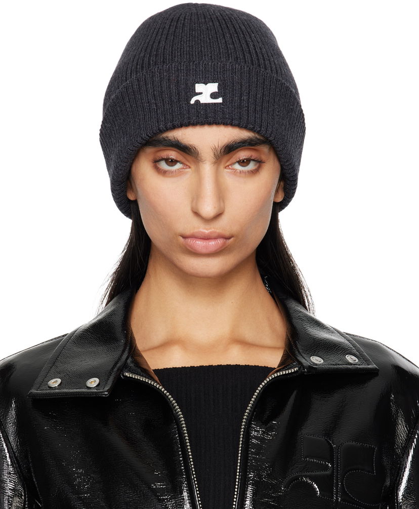 Beanie Courrèges Ribbed Wool Beanie Siva | 423MCP002FI0036