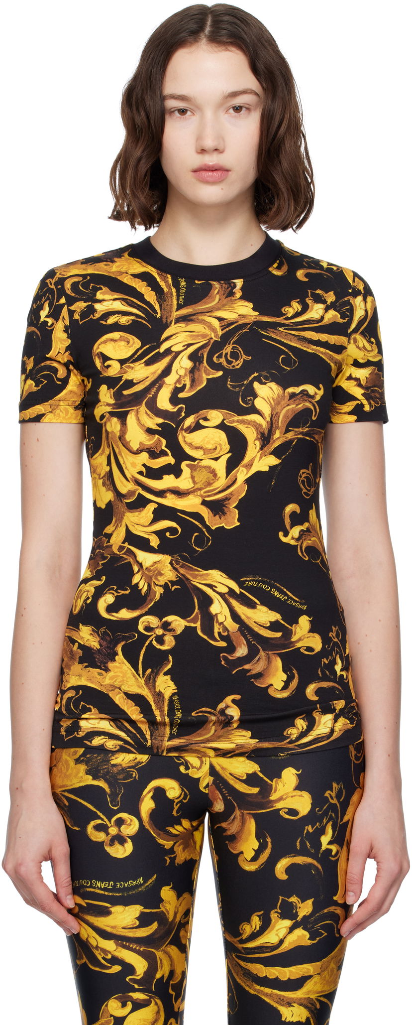 Majica Versace Versace Jeans Couture Barocco Jersey T-shirt Črna | E79HAH608_EJS504