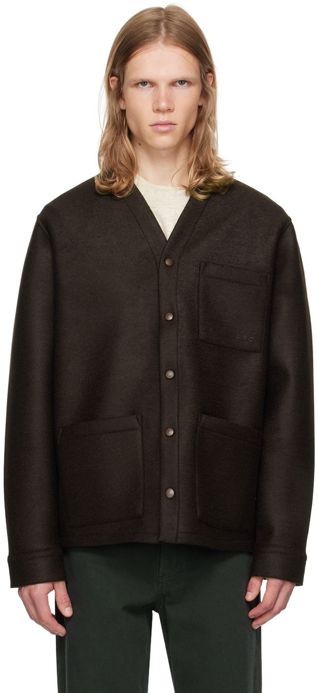 Pleteni pulover A.P.C. Brown Aurelien Cardigan Črna | PSAFU-H22200