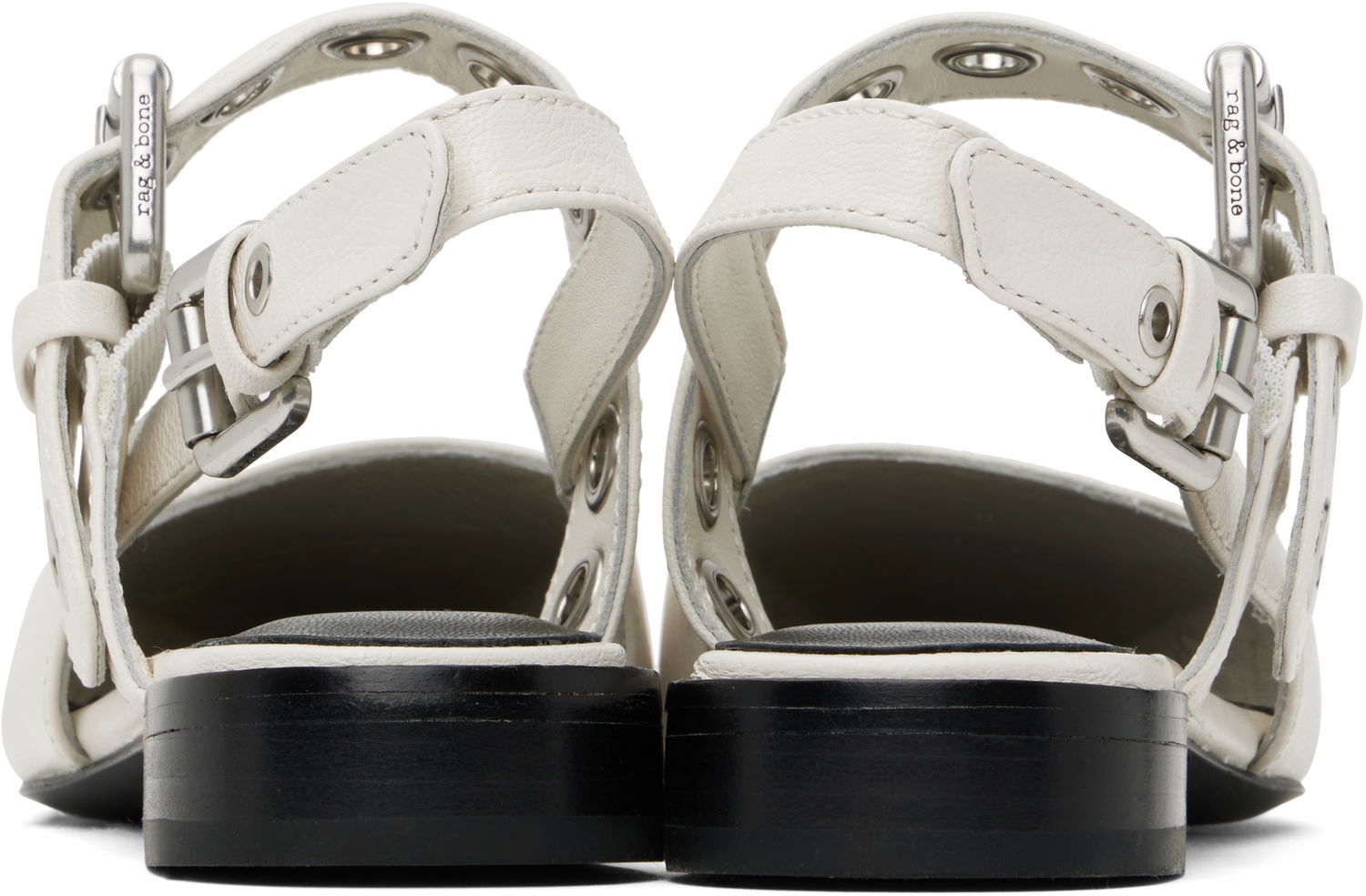 Nega čevljev rag & bone Rag & Bone Moto Astra Leather Slingback Slippers Bela | WFF25SF1013LE13, 1