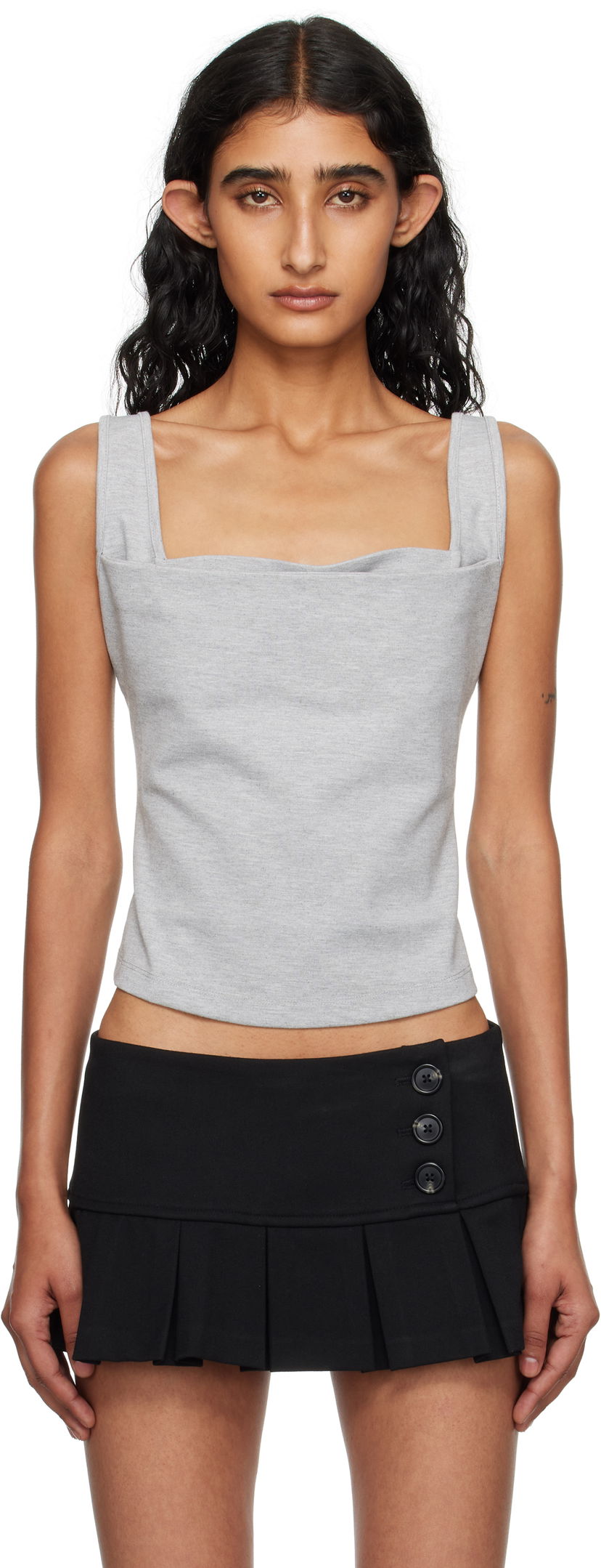 Majica brez rokavov Miaou Miaou Luna Cowl Neck Tank Top Siva | 7110PONHEG