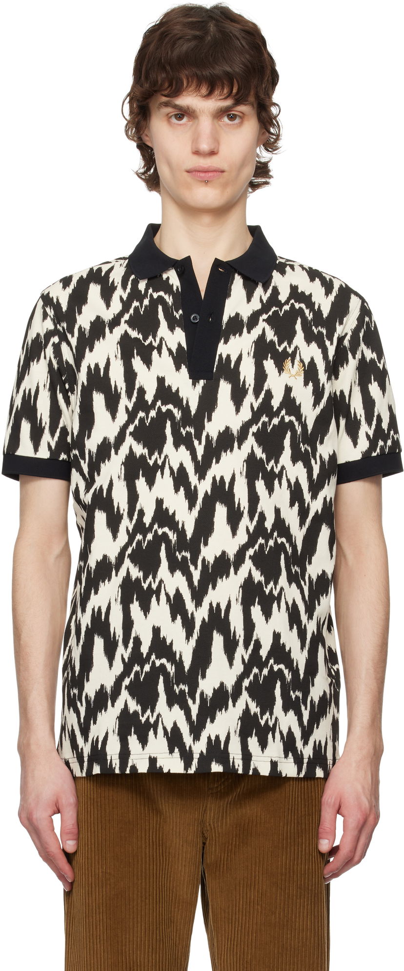 Polo majica Fred Perry Fred Perry Animal Print Polo Bež | M8690