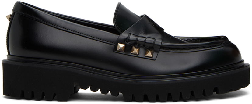Oblačila Valentino Valentino Garavani Rockstud Calfskin Loafers Črna | 3W0S0HW9AWE
