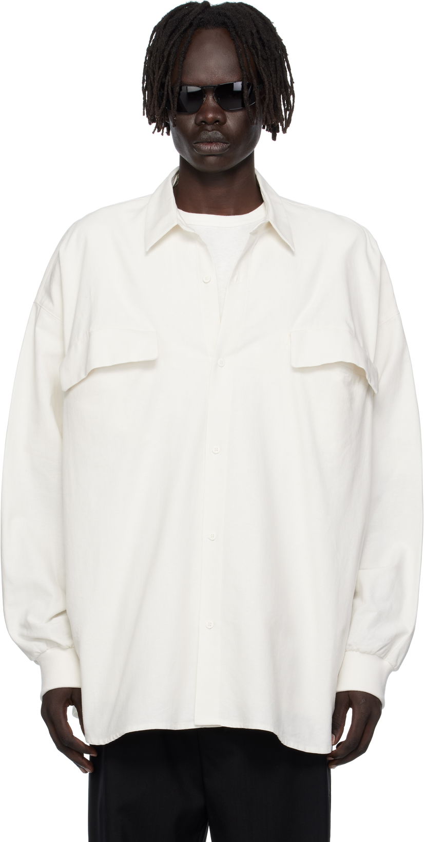 Srajce Fear of God ESSENTIALS Long-Sleeve Oxford Shirt with Flap Pockets Bela | 186SP254424F