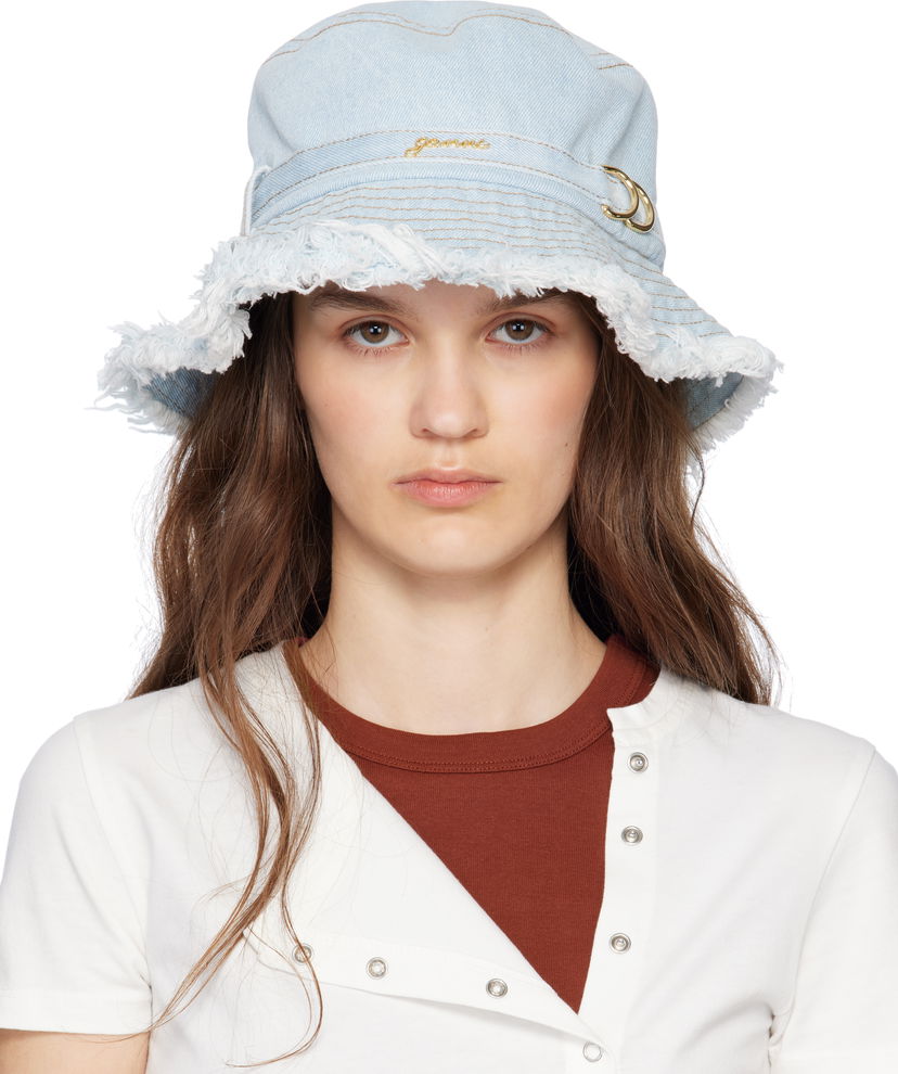 Klobuk GANNI GANNI Denim Beach Hat with Logo Modra | A6559