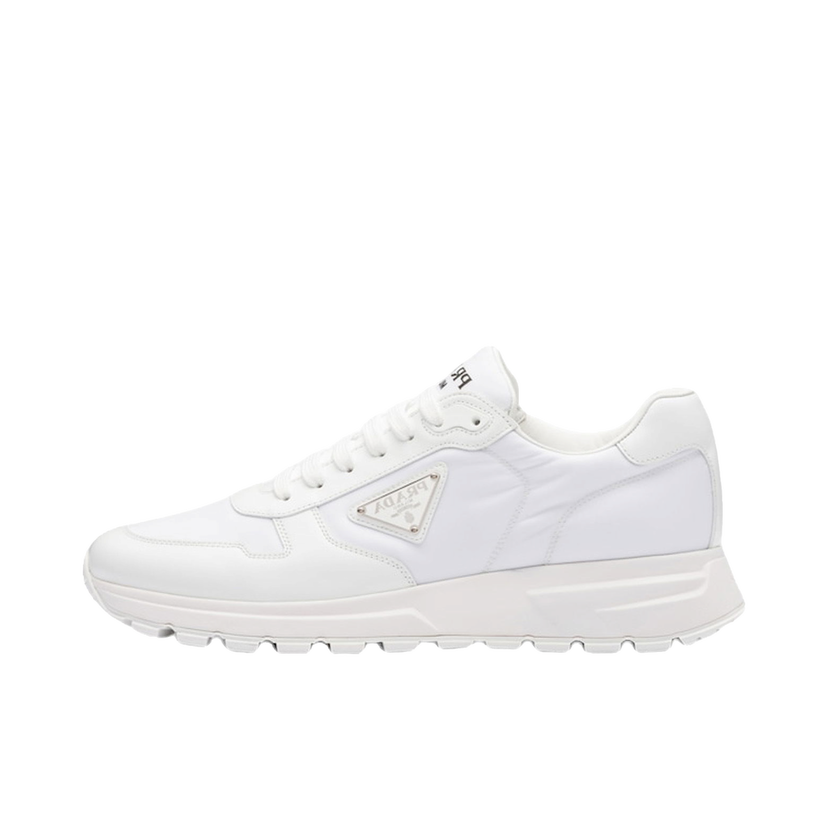Superge in čevlji Prada PRAX 01 Sneakers Re-Nylon Brushed Leather White White Bela | 2EE369_3LF5_F0009_F_G000