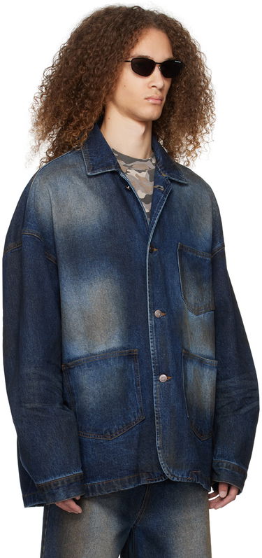 Jakna We11done We11done Smudged Denim Jacket Modra | WD-DJ0-24-319-U-BL, 4