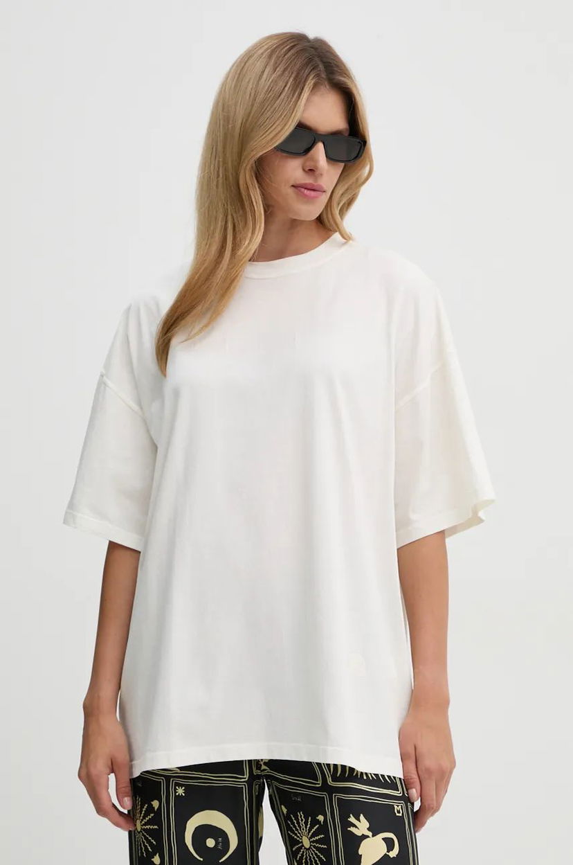 Majica Nanushka Wren Oversized Cotton T-Shirt Bela | NU24CRSH00400