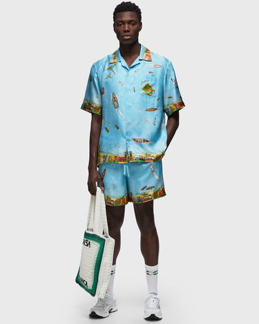 Kratke hlače Casablanca UNISEX SILK SHORTS WITH DRAWSTRINGS Modra | MS24-TR-012-05, 1