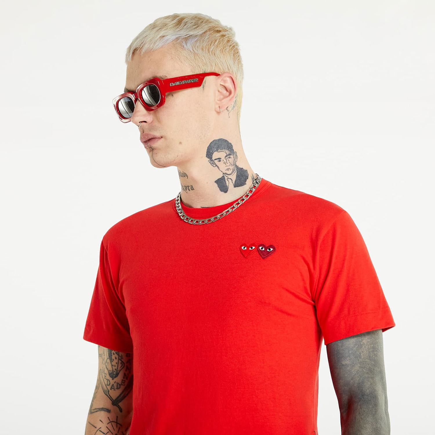 Majica Comme des Garçons PLAY Double Heart Tee Rdeča | AZT226 red, 0