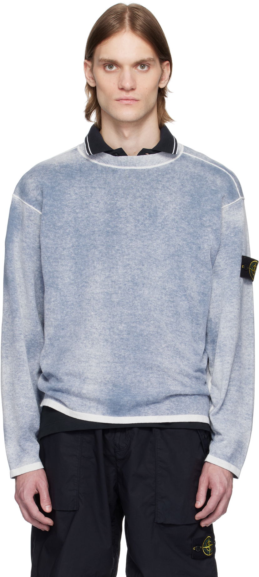 Pleteni pulover Stone Island Stone Island Raw Hand Light Organic Cotton Sweater Modra | K1S15 5100030 S00Z2
